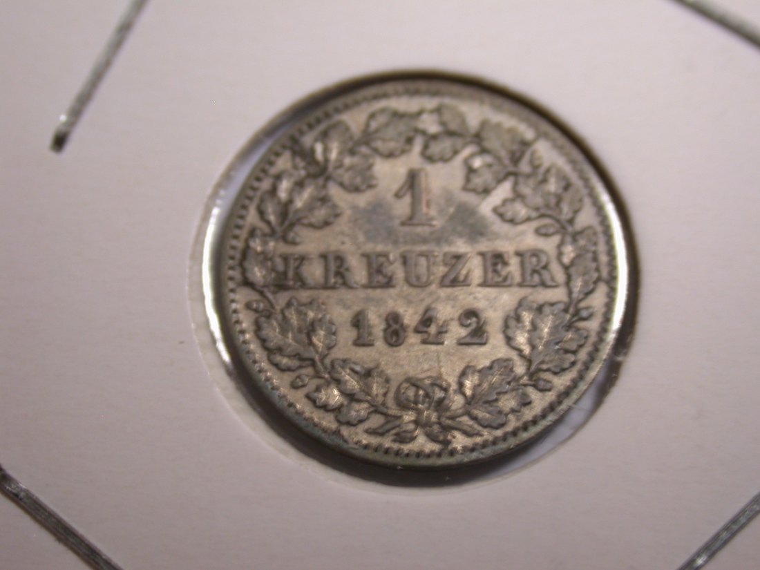 I20 Bayern 1 Kreuzer 1842 in vz/vz-st Originalbilder