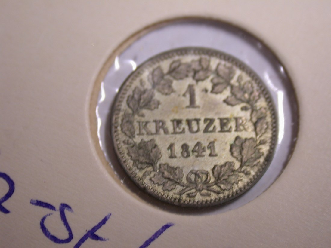 I20 Bayern 1 Kreuzer 1841 in vz-st/f.ST Originalbilder