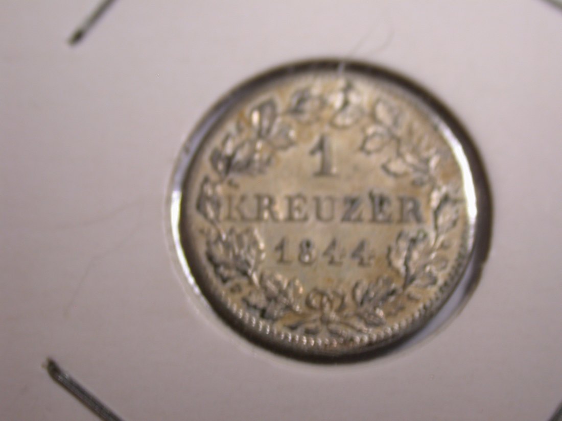 I20 Bayern 1 Kreuzer 1844 in f.ST Originalbilder