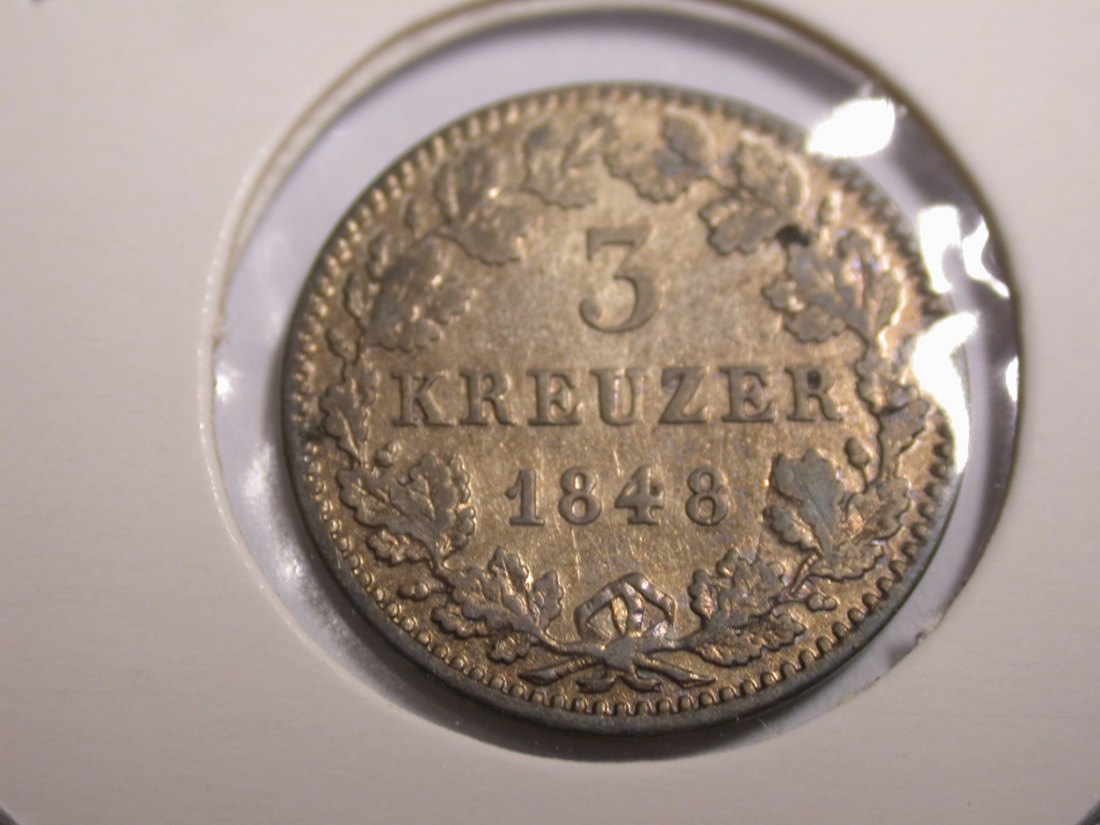  I20 Bayern  3 Kreuzer 1848 in ss+   Originalbilder   