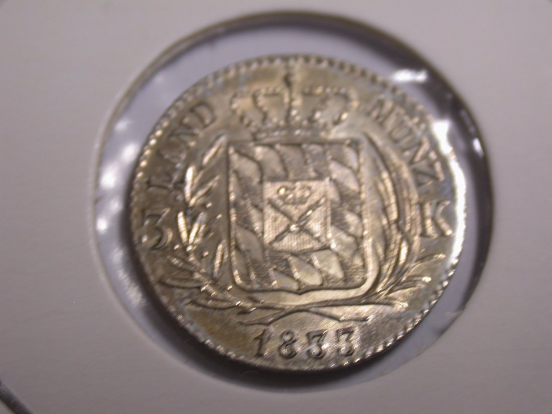 I20 Bayern 3 Kreuzer 1833 in f.St/ST Originalbilder