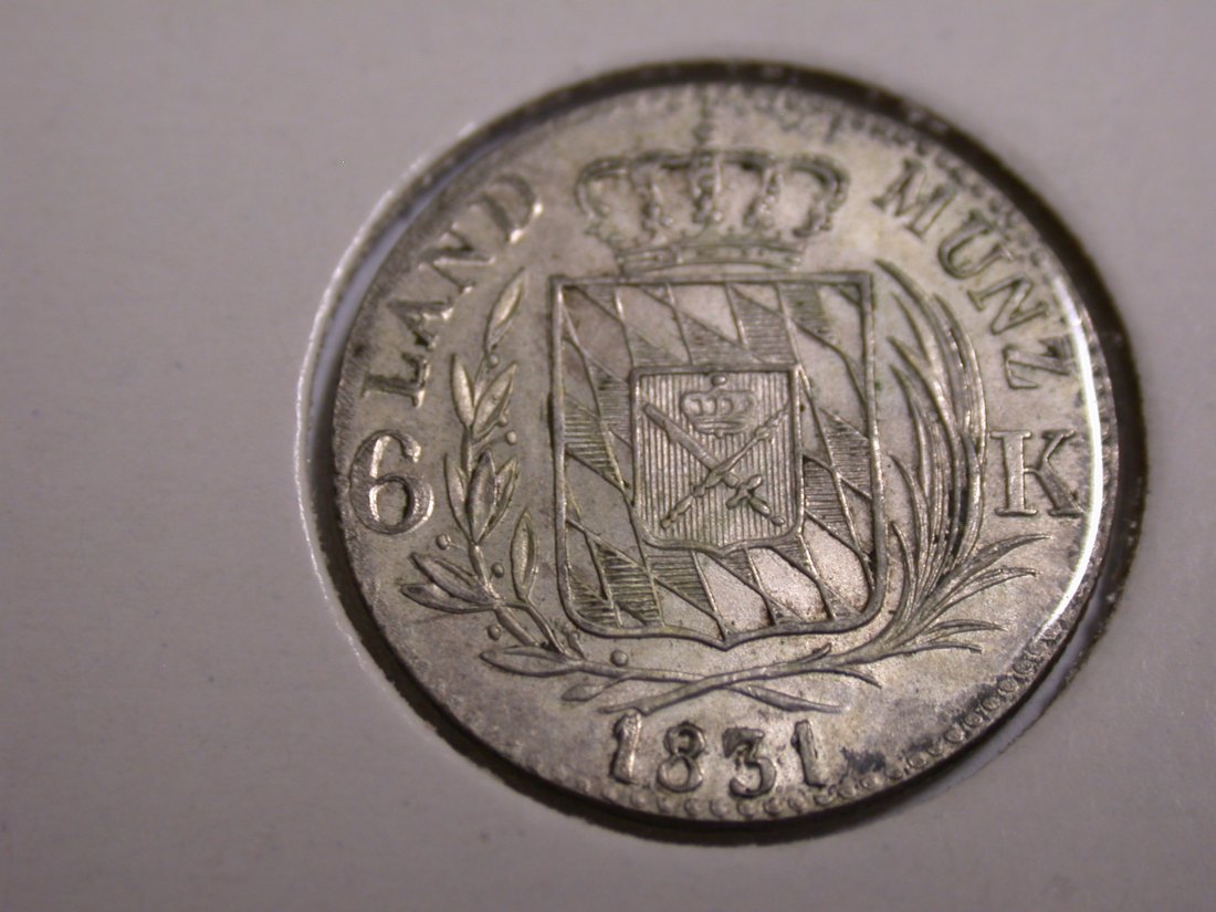 I20 Bayern 6 Kreuzer 1831 in vz-st/f.st R Originalbilder