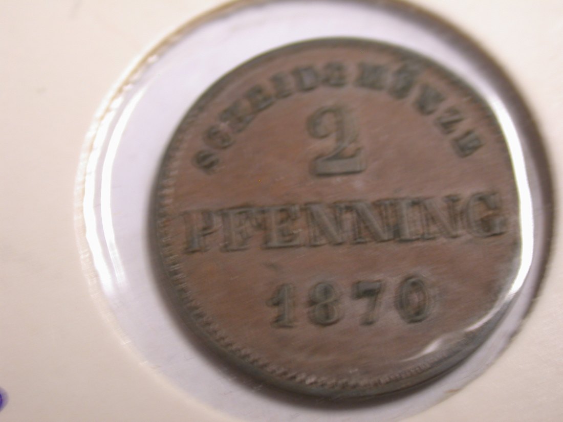 I20 Bayern 2 Pfennig 1870 in f.vz Originalbilder