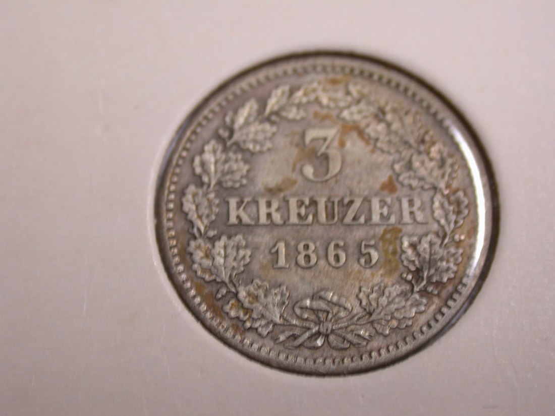 I20 Bayern 3 Kreuzer 1865 in vz/vz+ Originalbilder