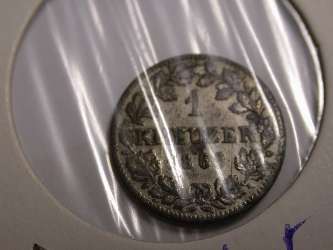 I20 Bayern 1 Kreuzer 1866 in ss/ss+ Originalbilder