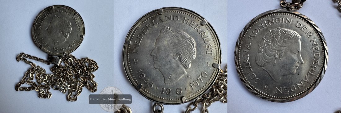  Niederlande 10 Gulden 1970 Juliana (Kette) FM-Frankfurt KM#195 Feinsilber: 29,7g   