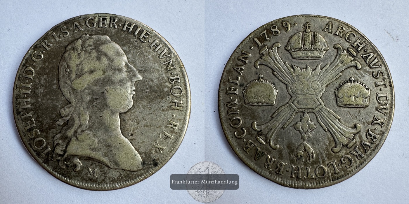  Österreichische Niederlande 1 Kronenthaler 1789 FM-Frankfurt KM#32 Feinsilber: 25,7g   