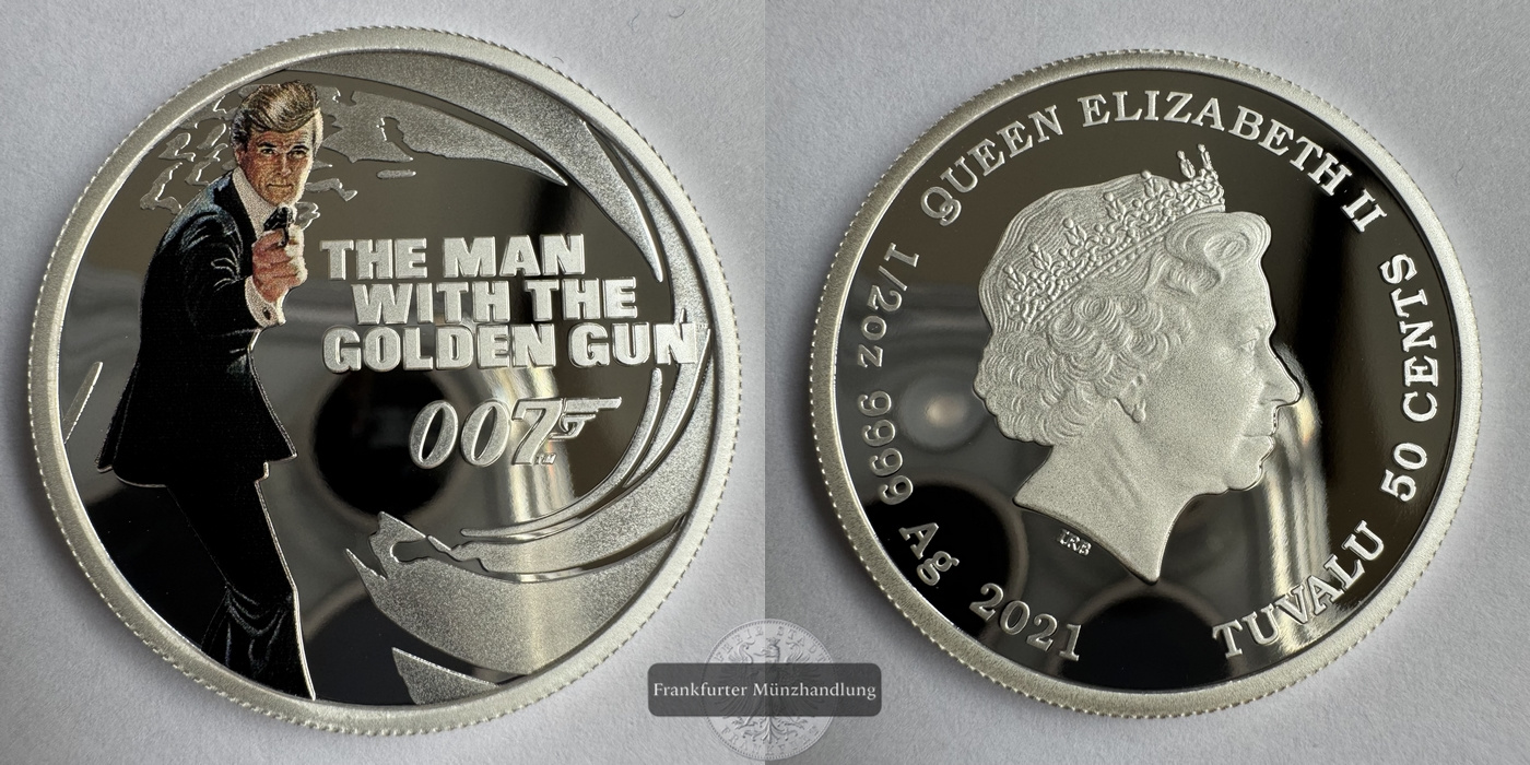  Tuvalu 50 Cent 2021 James Bond 007 The man with the golden gun FM-Frankfurt Feinsilber: 15,55g   