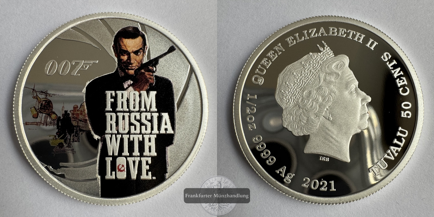 Tuvalu 50 Cent 2021 James Bond 007 From Russia with love FM-Frankfurt Feinsilber: 15,55g   