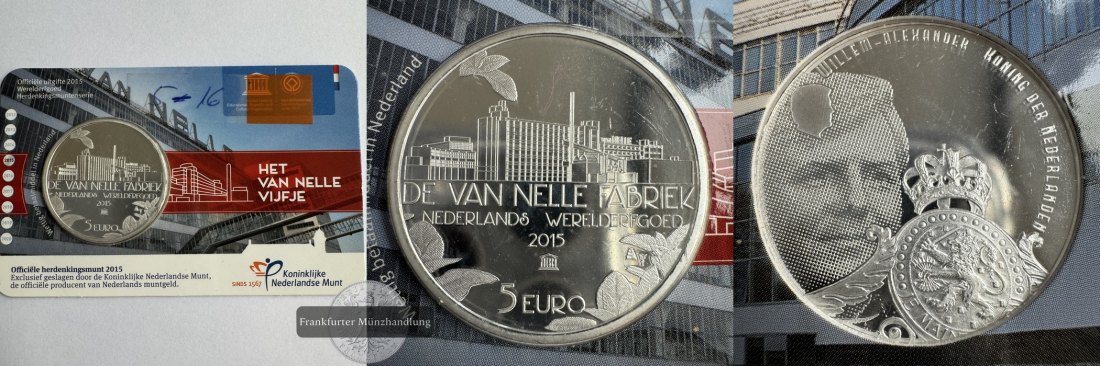 Niederlande 5 Euro 2015 Van Nellefabriek FM-Frankfurt KM#362 Ag plattiert Cu 10,5g   