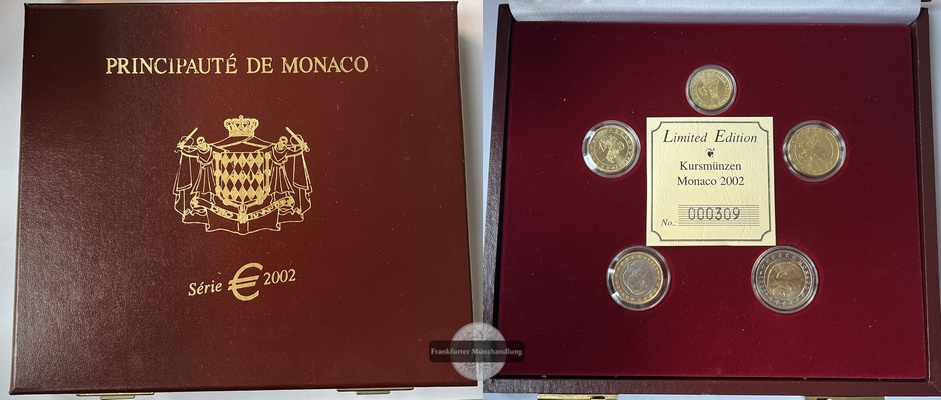  Monaco  Euro-Kursmünzensatz   2002  10 Cent - 2 Euro   FM-Frankfurt   