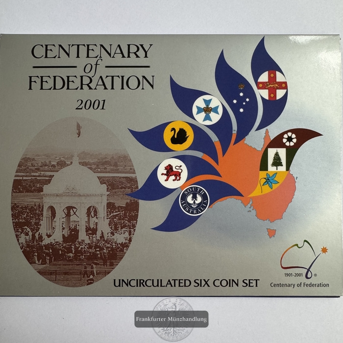  Australien Centenary of Federation 2001 Six Coin Set FM-Frankfurt div. Material & Nominal   