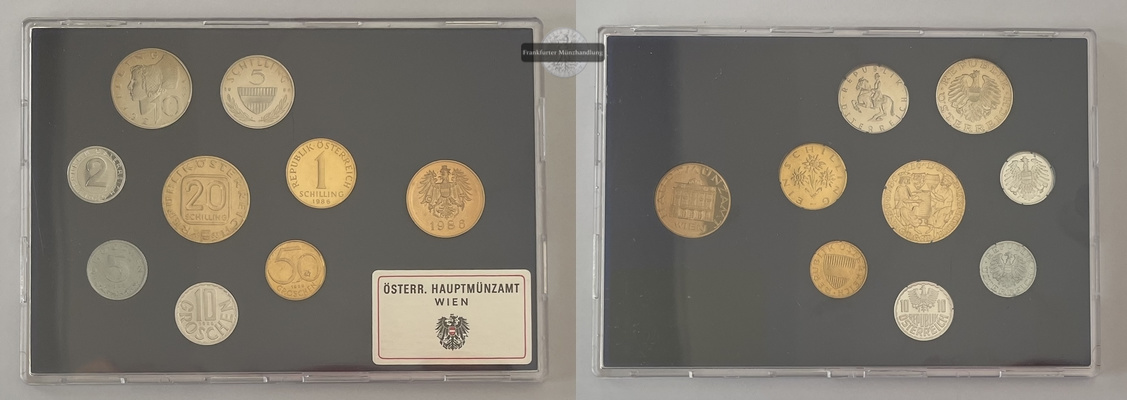  Österreich Münzsatz Hauptmünzamt 1986 (2 Groschen - 20 Schilling) FM-Frankfurt   