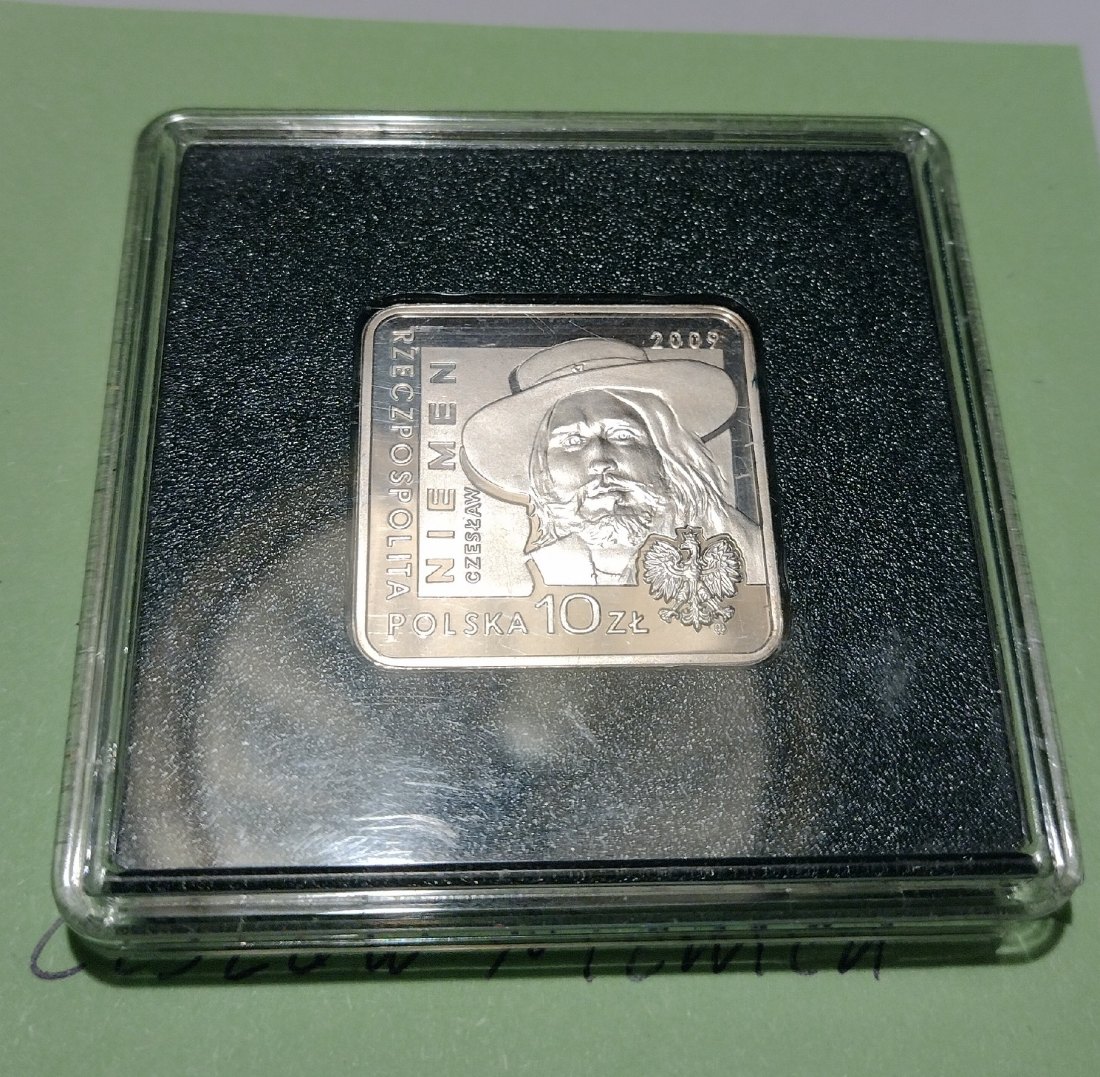  Polen Silber, 10 Zloty 2009,czestlaw niemen, Künstler, in Quadrat Kapsel   