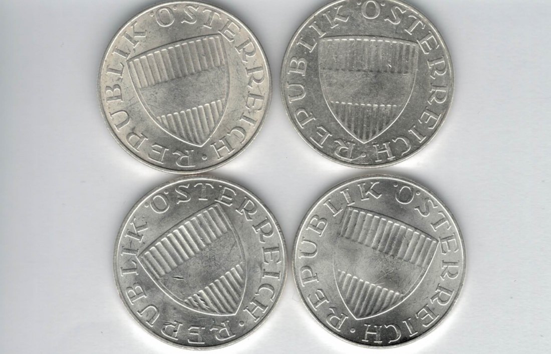  10 Schilling 1970 1971 1972 1973 Ag silber á 4,8g fein Österreich 2. Republik Spittalgold9800 (4785)   