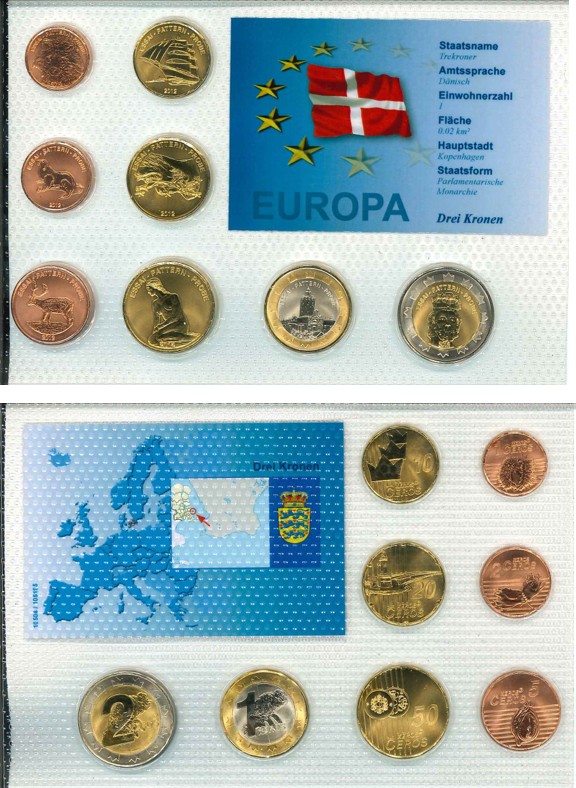  Europroben: Kursmünzensatz Drei Kronen 2012   