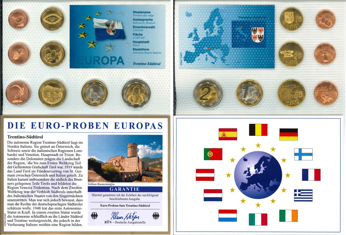  Europroben: Kursmünzensatz Trentino Südtirol 2014   