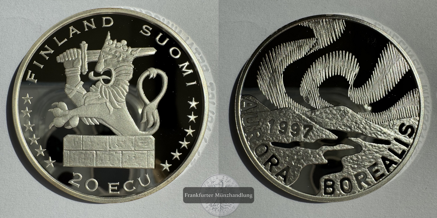  Finnland 20 ECU 1997 Aurora Borealis FM-Frankfurt Feinsilber: 25,07g   
