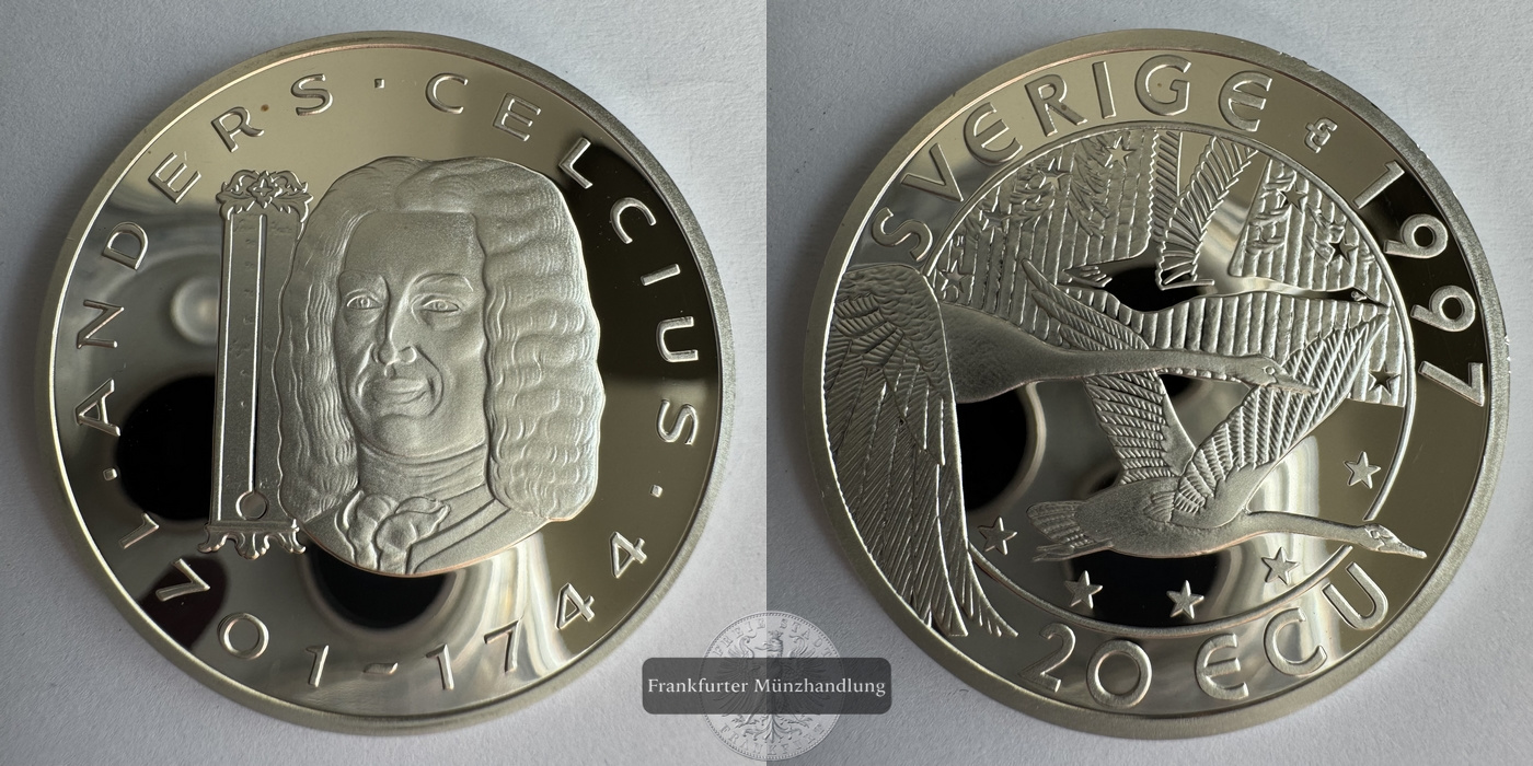  Schweden 20 ECU 1997 Anders Celcius FM-Frankfurt Feinsilber: 25g   