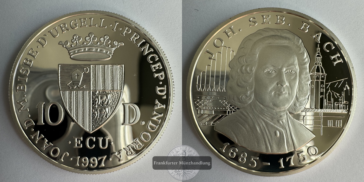  Andorra 10 Diners 1997 Joan Marti i Alanis FM-Frankfurt KM#132 Feinsilber: 28,7g   