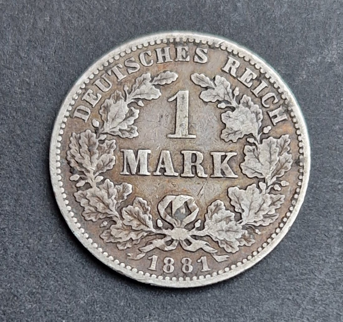  1 Mark 1881 J kleiner Adler Silber Jaeger 9 XXL Bilder   