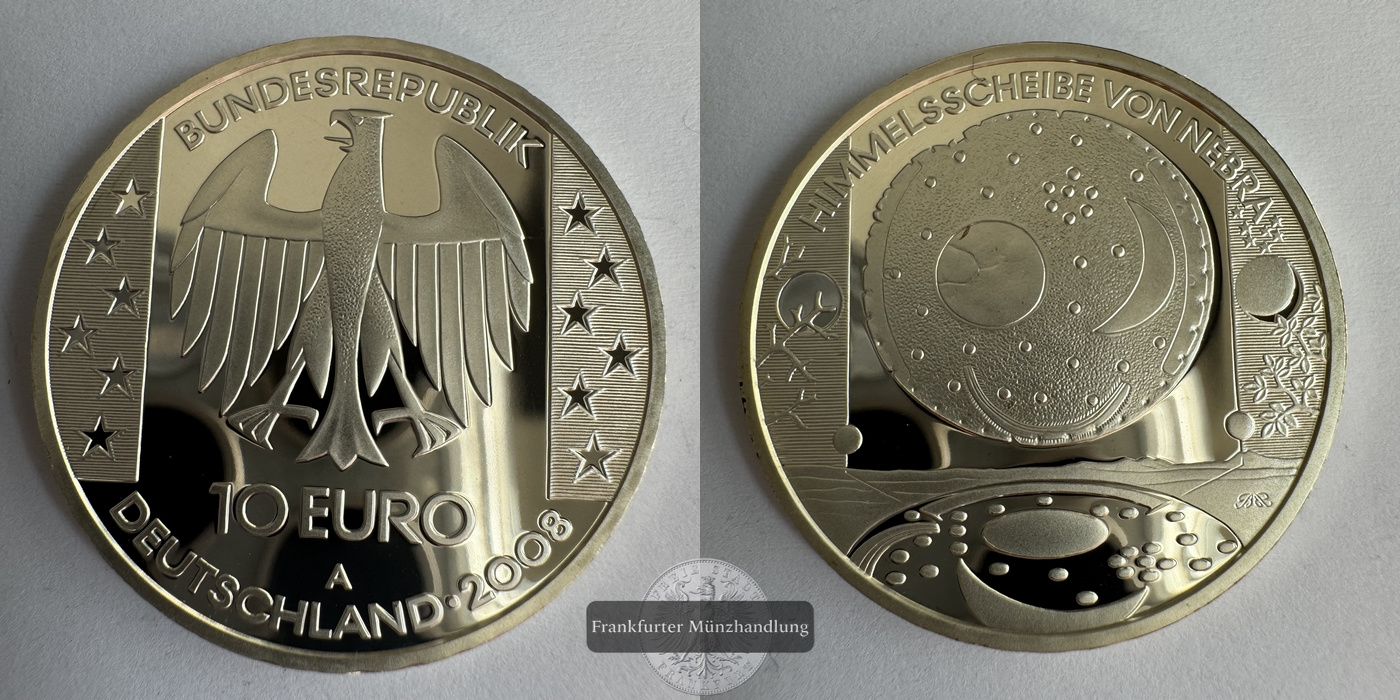  BRD 10 Euro 2008 A Himmelsscheibe von Nebra  FM-Frankfurt KM#294 Feinsilber: 16,65g   