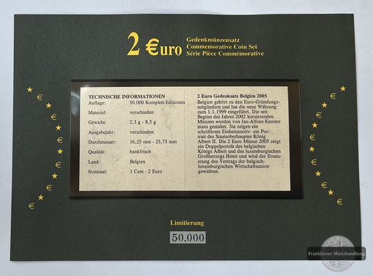  Belgien  Euro-Münzensatz 2005 2 Euro Gedenksatz FM-Frankfurt   