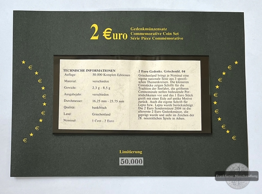  Griechenland Euro-Münzensatz 2004 2 Euro Gedenksatz FM-Frankfurt   