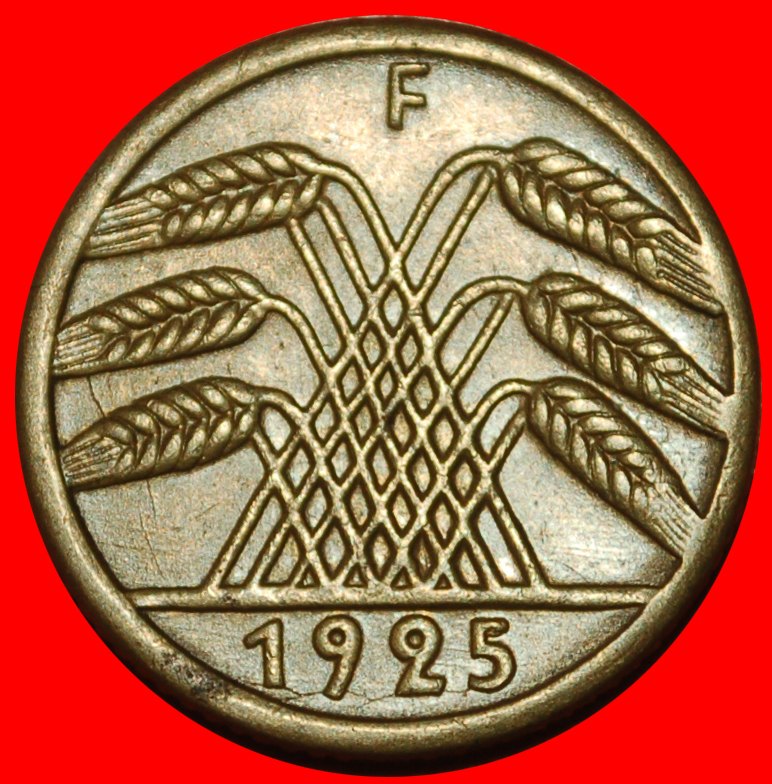 Ⰶ WEIZENPYRAMIDE (1924-1936): DEUTSCHLAND ★ 5 REICHSPFENNIG 1925F! WÜRTTEMBERG! ★OHNE VORBEHALT!