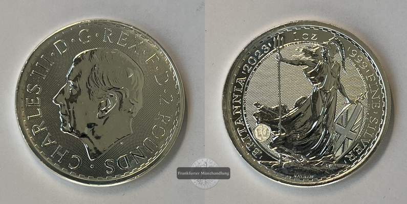  Großbritannien  2 Pfund 2023   Britannia  KM#2370 FM-Frankfurt  Feinsilber: 31,1g   
