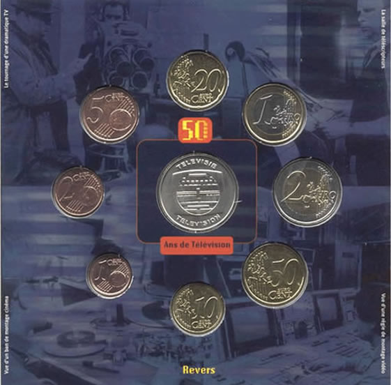  Euro-Kursmünzensatz des Jahres 2003 aus Belgien: 50 Jahr Televisie FDC   
