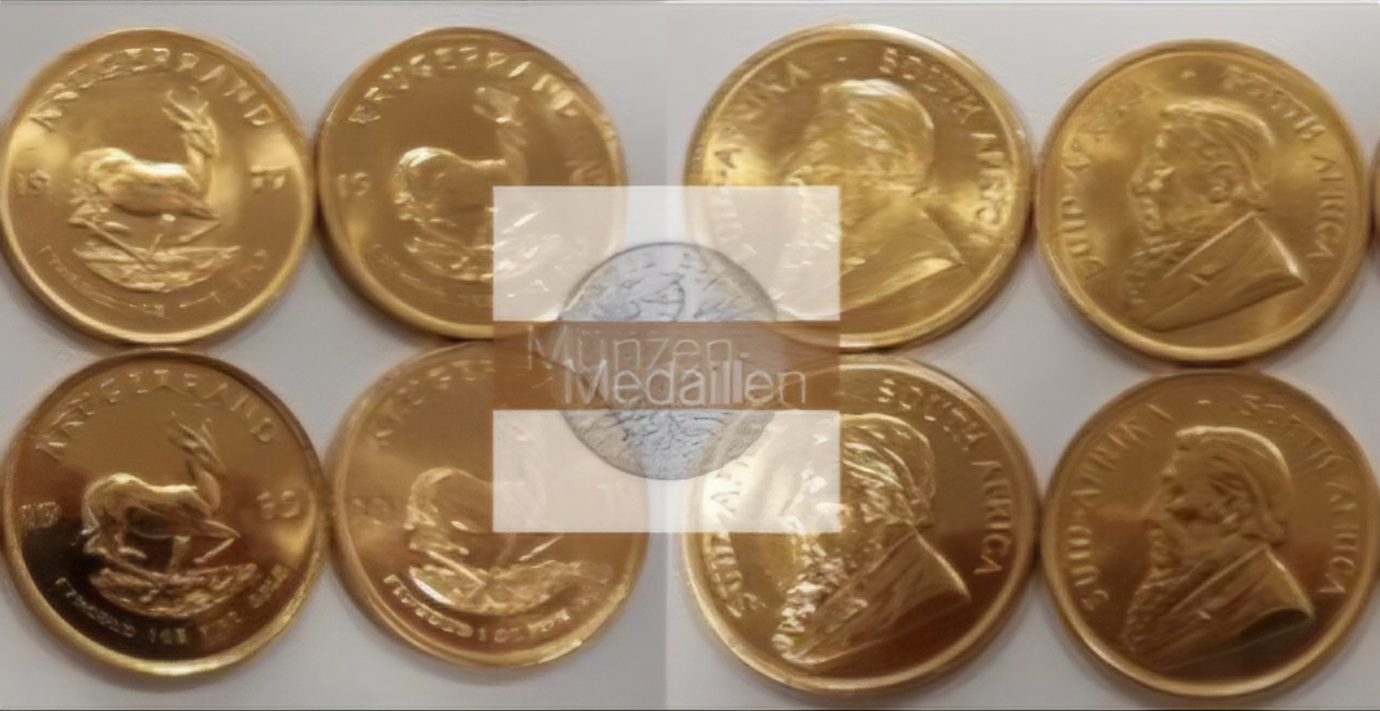 Südafrika  4 x 1 Unze MM-Frankfurt Feingold: 124,41g Krügerrand - 4 Stück verschiedene 