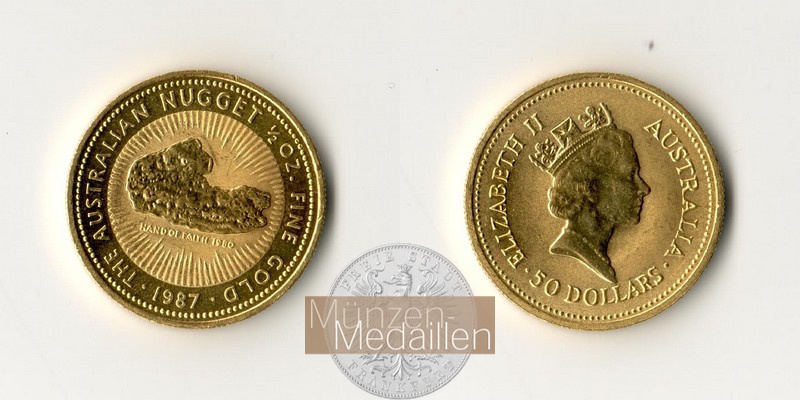 Australien Nugget MM-Frankfurt Feingold: 15,5g 50 Dollars 1987 