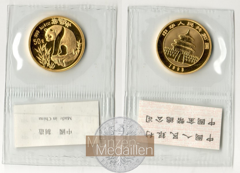 China MM-Frankfurt Feingewicht 15,55g 50 Yuan Panda 1993 