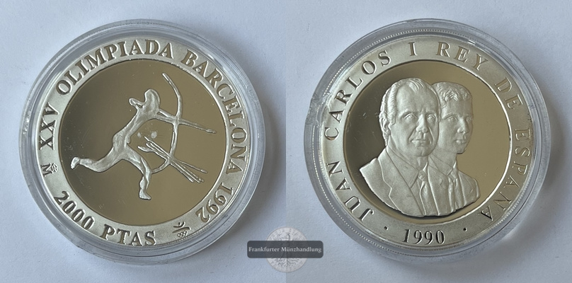  Spanien 1990 2.000 Pesetas Olympiade Barcelona 1992 FM-Frankfurt KM#861 Feinsilber: 24,98g   