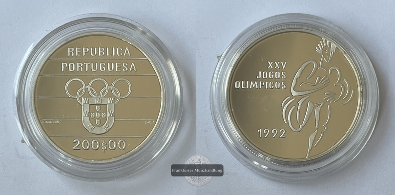  Portugal 200 Escudos 1992 Olympische Sommerspiele  Barcelona  FM-Frankfurt  Feinsilber: 24,96g   