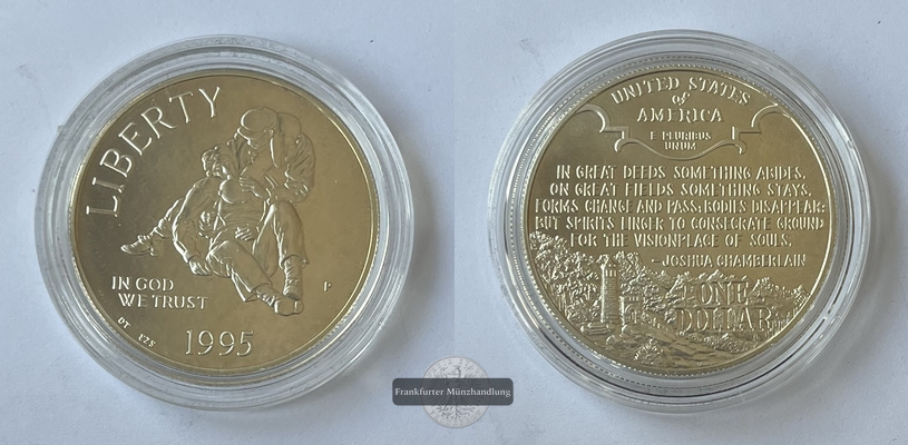  USA  1 Dollar 1995 P Amerikanischer Bürgerkrieg KM#255  FM-Frankfurt  Feinsilber: 24,06g   