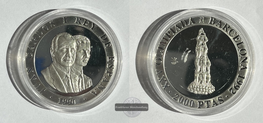  Spanien 2000 Peseten 1990 Olympische Sommerspiele 1990 Castellers  FM-Frankfurt Feinsilber: 24,975g   