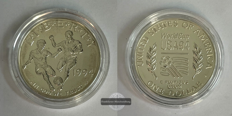  USA  1 Dollar  1994 S  FIFA Fußball-Weltmeisterschaft 1994 KM#247 FM-Frankfurt  Feinsilber: 24,06g   
