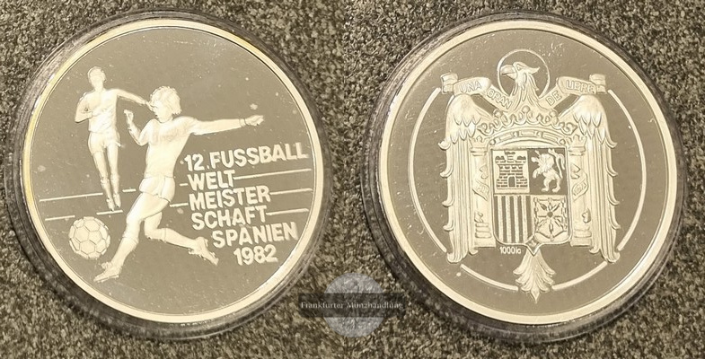  Spanien, Medaille 12. Fußball-Weltmeisterschaft Spanien 1982  FM-Frankfurt Gewicht: 15g pp   