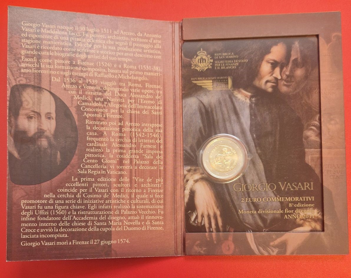  San Marino 2 Euro Gedenkmünze Giorgio Vasari 2011 Frank Maurer Koblenz AI571   