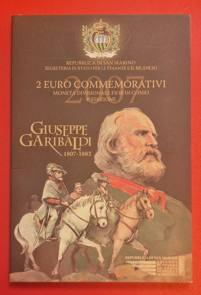  San Marino 2 Euro Gedenkmünze Guiseppe Gabribaldi 2007 Frank Maurer Koblenz AI573   