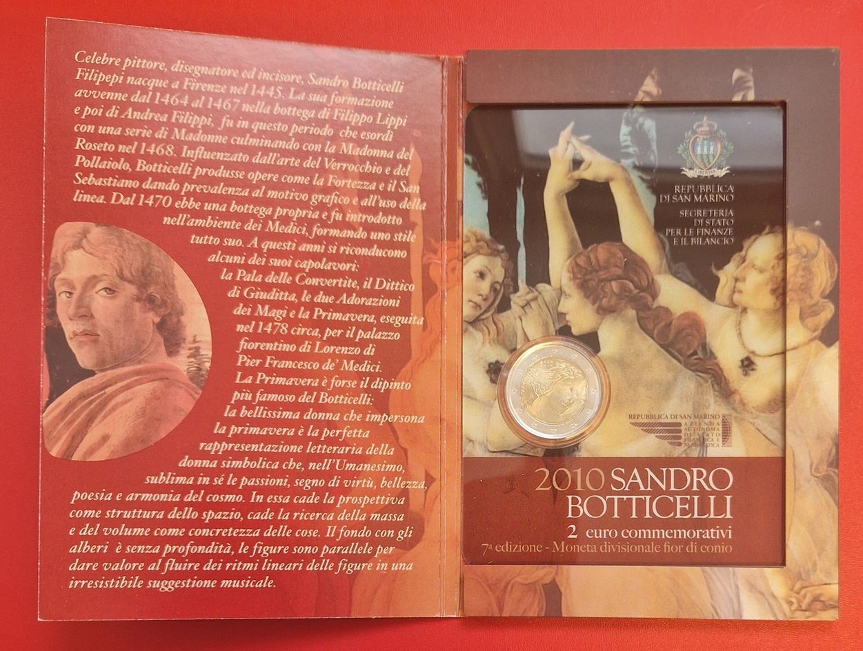  San Marino 2 Euro Gedenkmünze Sandro Botticelli 2010 Frank Maurer Koblenz AI575   