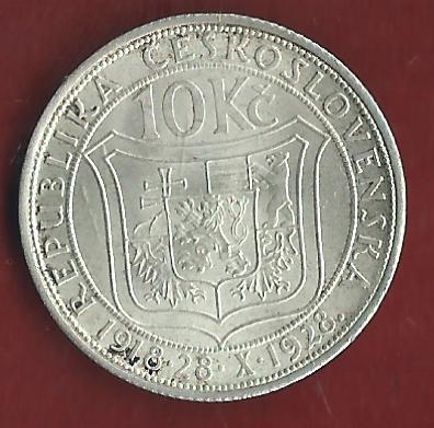  CESKOSLOVENSKA 10 KC 1928 Münzen und Goldankauf Koblenz Frank Maurer Ai 604   