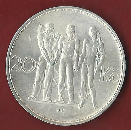  CESKOSLOVENSKA 20 KC 1933 Münzen und Goldankauf Koblenz Frank Maurer Ai 605   