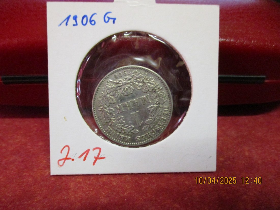  1 Mark Deutsches Reich 1906 G Silbermünze J.17   