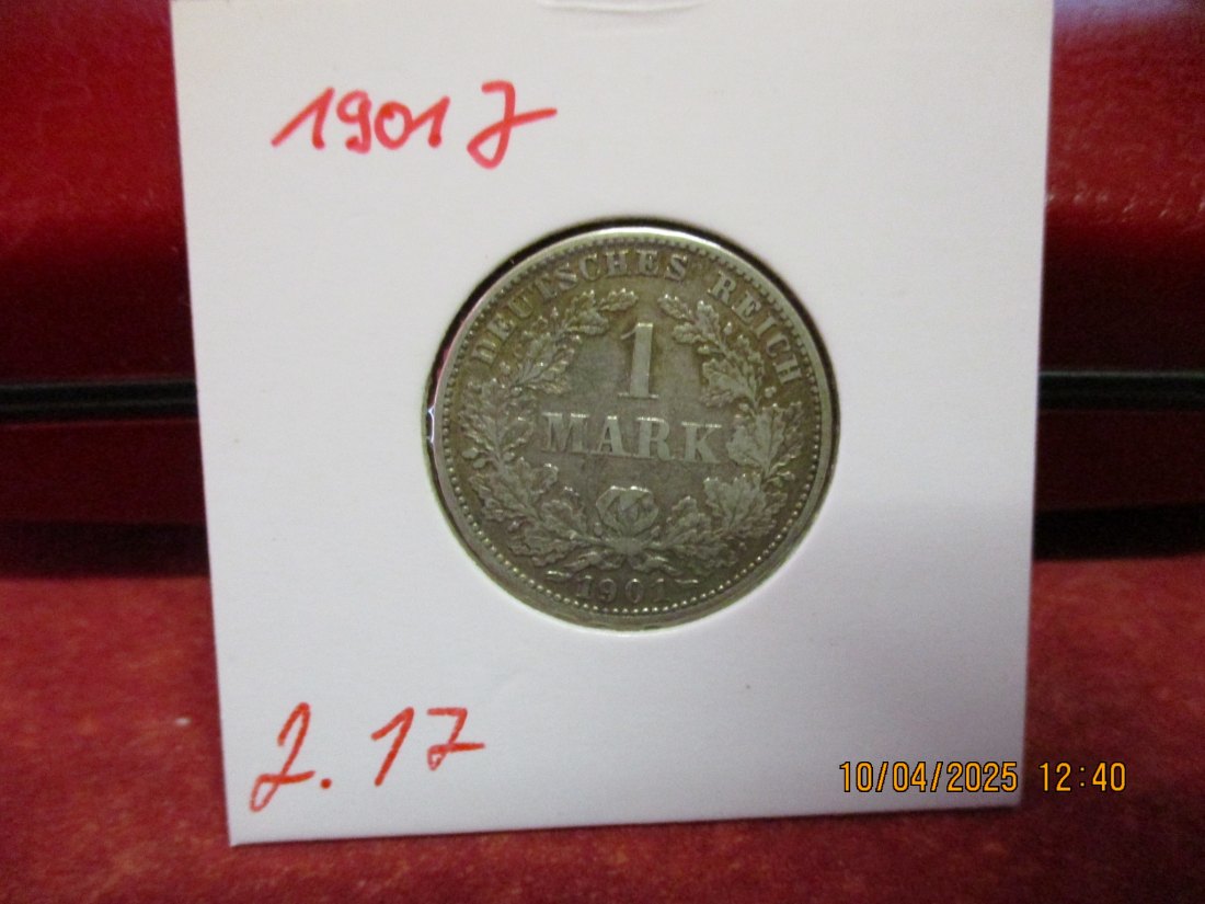  1 Mark Deutsches Reich 1901 J Silbermünze J.17   