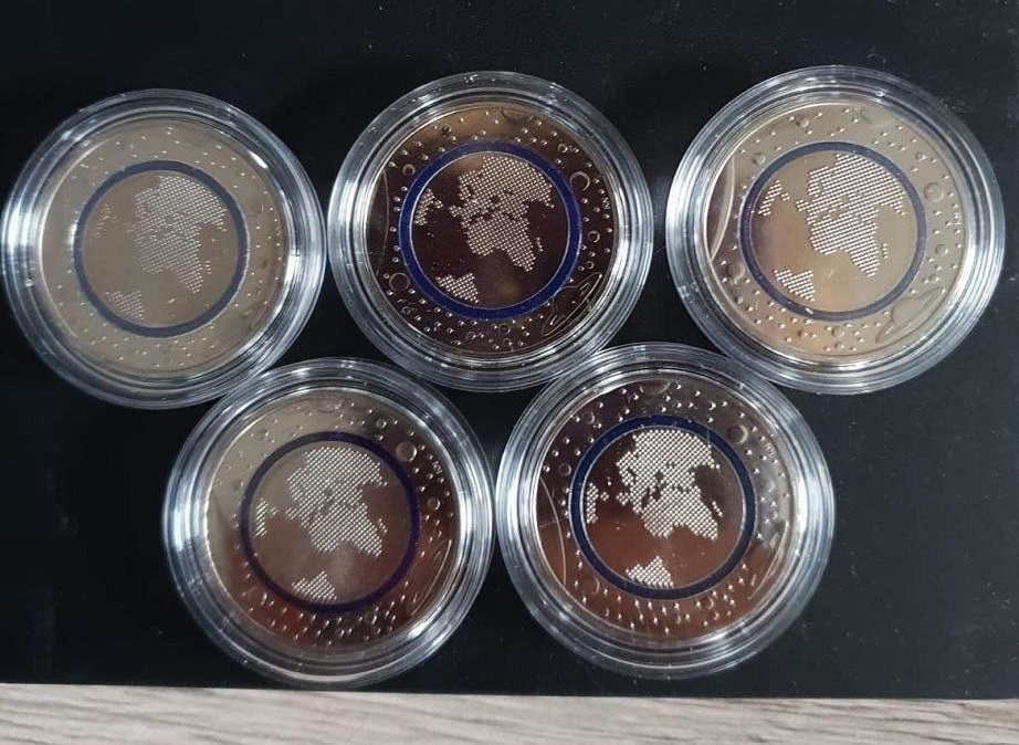  5 Euro 2016 A-J BRD Komplettsatz Blauer Planet Erde mit blauem Polymerring UNC verkapselt rar !   