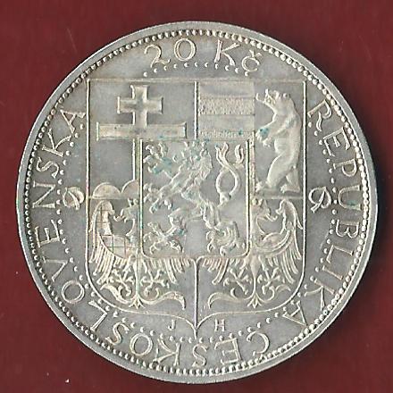  CESKOSLOVENSKA 20 KC 1937 Münzen und Goldankauf Koblenz Frank Maurer Ai 612   