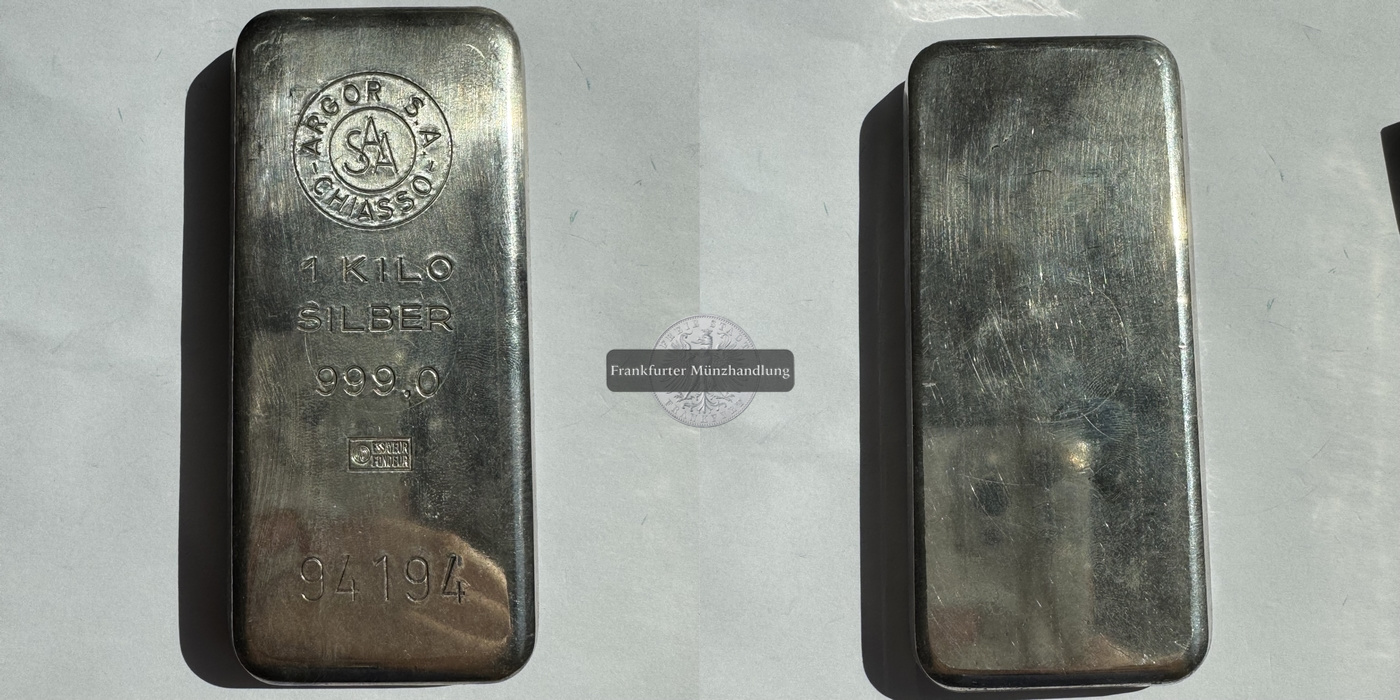  Argor S.A. - Chiasso 1kg/1000g  Silberbarren   FM-Frankfurt   Feinsilber: 1000g   
